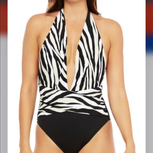 La Blanca Other - La Blanca Zebra Print Wrap Front OnePiece Swimsuit